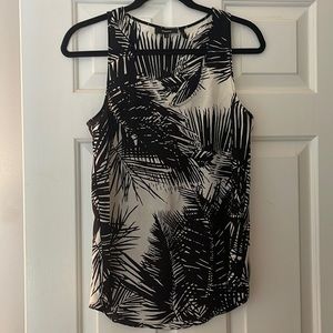 THEORY 100% SILK PALM PRINT ‘SERENE CDC’ RACER TANK